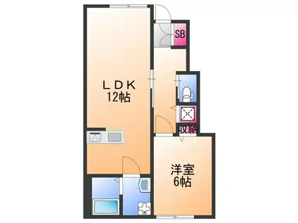 HEIGHTS光容A棟(1LDK/1階)の間取り写真