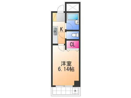 グランエクセル泉佐野(1K/2階)の間取り写真