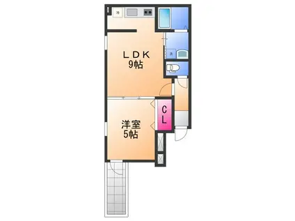 フジパレス高石千代田Ⅰ番館(1DK/2階)の間取り写真