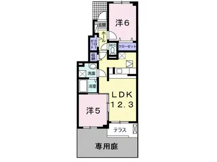 ガーデン エレガントⅡ(2LDK/1階)の間取り写真