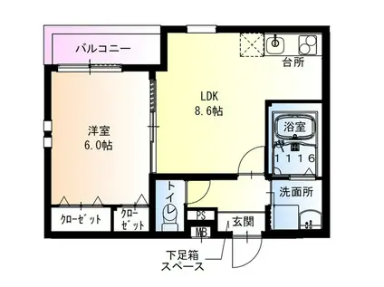 フジパレス岸和田駅前Ⅰ番館(1LDK/1階)の間取り写真