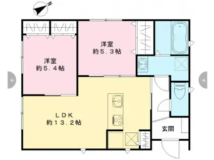阪和線 東岸和田駅 徒歩5分 1階建 新築(2LDK)の間取り写真