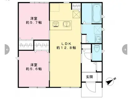 阪和線 東岸和田駅 徒歩5分 1階建 新築(2LDK)の間取り写真