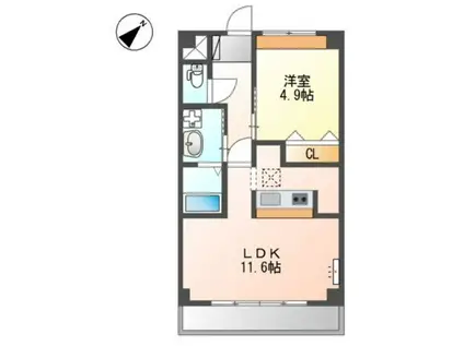 ライツ南曽根(1LDK/1階)の間取り写真