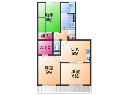 ハイカムール21(3DK/1階)の間取り写真