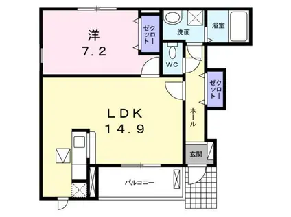 ノイハウスA(1LDK/1階)の間取り写真