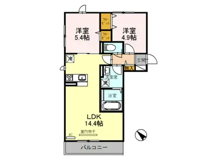 サンルーナ 下松(2LDK/3階)の間取り写真