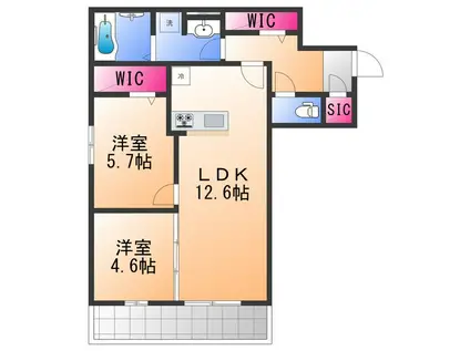 TIMBER BROOK(2LDK/1階)の間取り写真