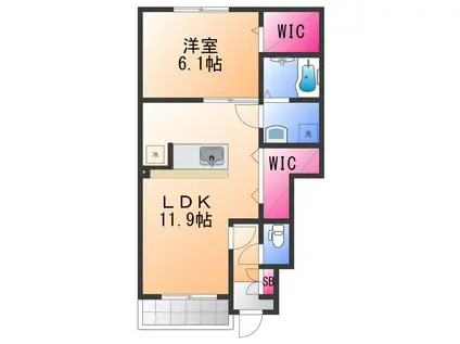 YS BIZ りんくう(1LDK/1階)の間取り写真