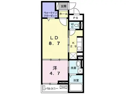 ニューファーム(1LDK/1階)の間取り写真