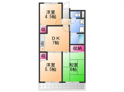 ジョイフル久米田(3DK/4階)の間取り写真