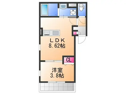 ルピナス・ルート(1LDK/3階)の間取り写真