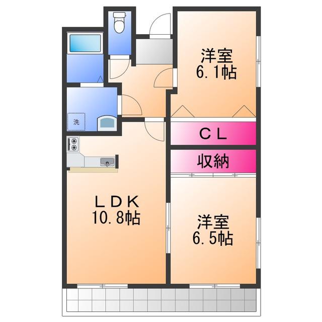 スマイルガーデン(2LDK/2階)の間取り写真