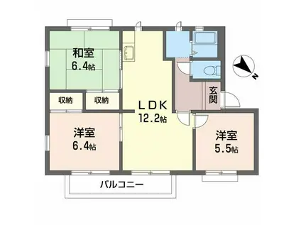 ガーデンタウン清水A棟(3LDK/2階)の間取り写真