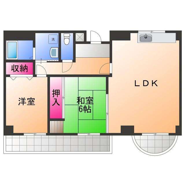 カルム泉大津(2LDK/2階)の間取り写真