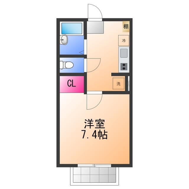 TJ鳴滝(1K/1階)の間取り写真