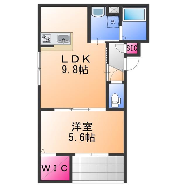 RAFFINE貝塚(1LDK/1階)の間取り写真