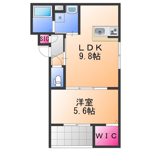 RAFFINE貝塚(1LDK/1階)の間取り写真