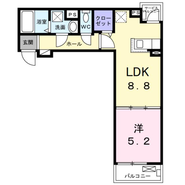 メゾンルミネ 中町(1LDK/1階)の間取り写真