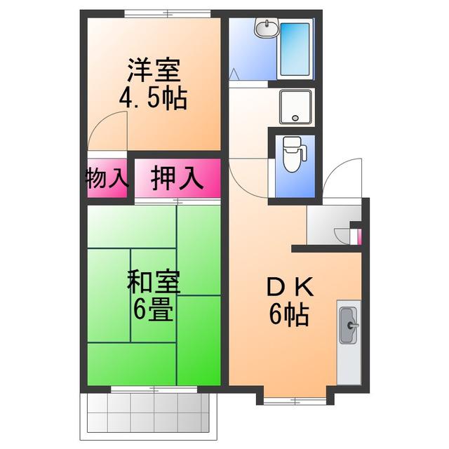 メゾンドファーネス(2DK/1階)の間取り写真