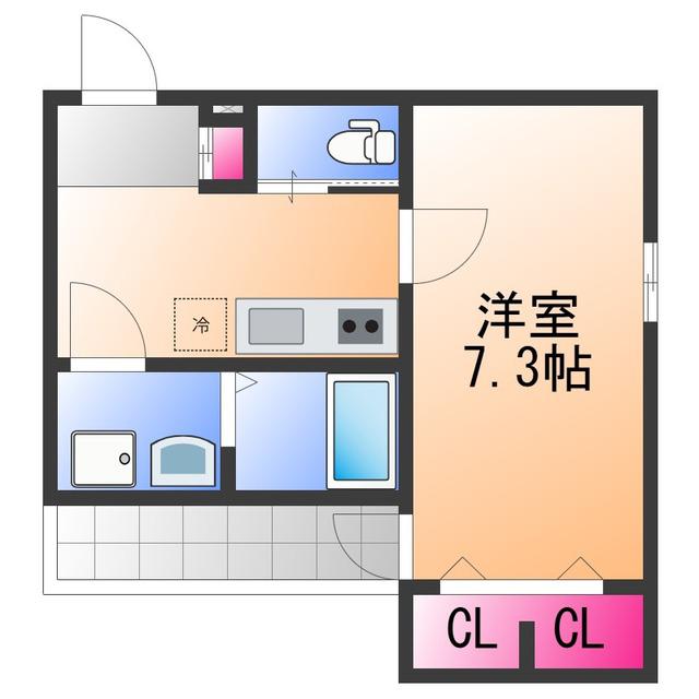 FELIZ COURT日根野(1K/1階)の間取り写真