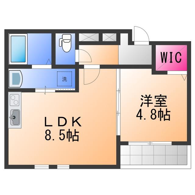 フルールハチテラス(1LDK/1階)の間取り写真