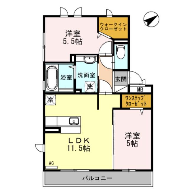 グランボン(2LDK/3階)の間取り写真
