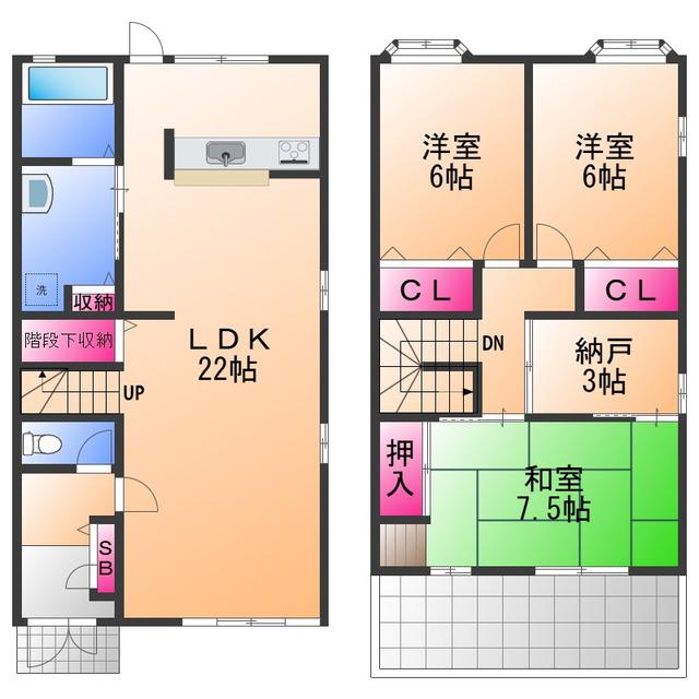 南海電鉄南海本線 蛸地蔵駅 徒歩3分 2階建 築24年(3SLDK)の間取り写真