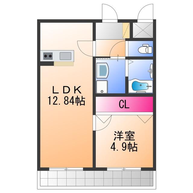 ウエムラグレース忠岡町(1LDK/1階)の間取り写真