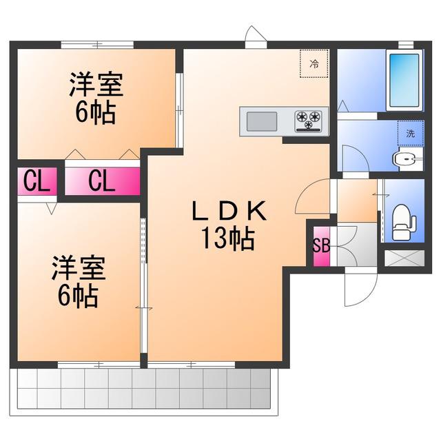 ベストハイム富秋(2LDK/2階)の間取り写真
