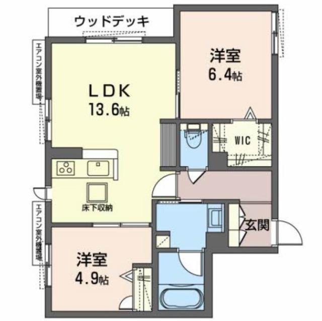 RAFFINA SAWA(2LDK/1階)の間取り写真