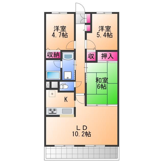 サンモリッツ日根野(3LDK/2階)の間取り写真