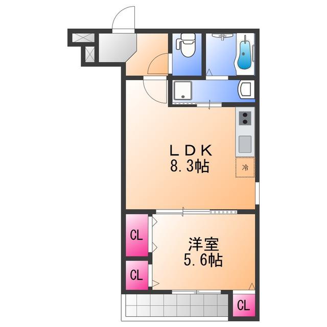 フジパレス高石駅西1番館(1LDK/2階)の間取り写真