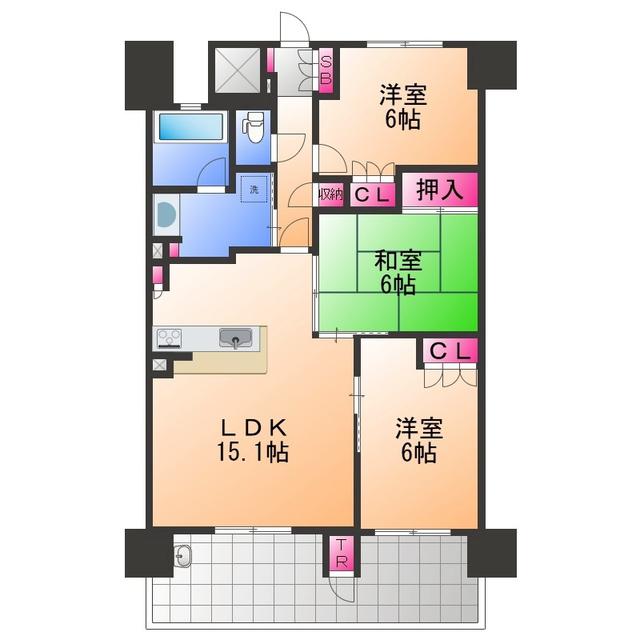 プレミスト和泉府中(3LDK/12階)の間取り写真