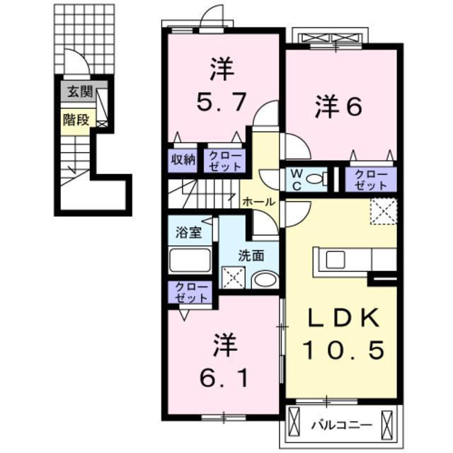 レスペランス2(3LDK/2階)の間取り写真