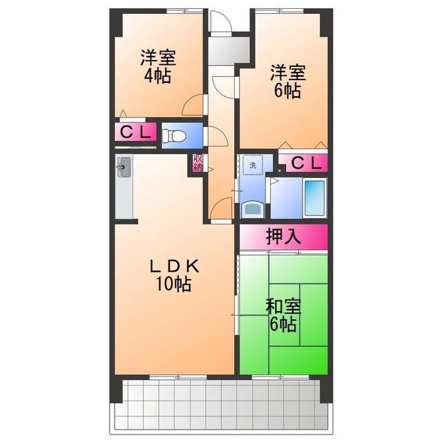 パストラル和泉(3LDK/4階)の間取り写真