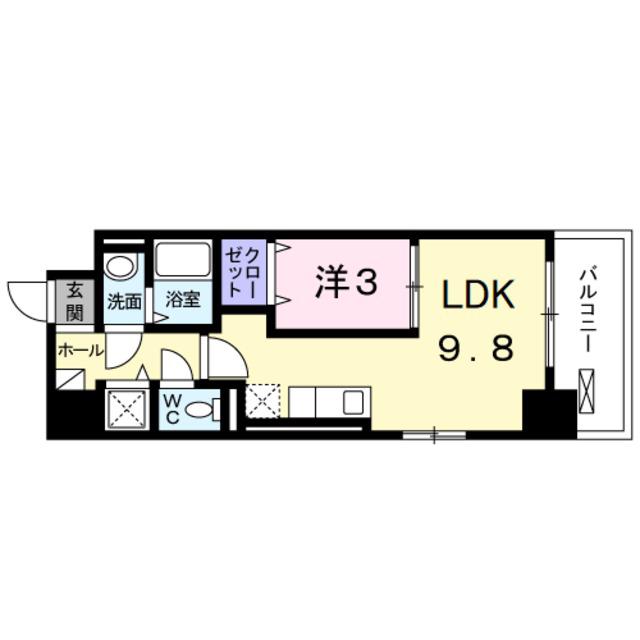 ゴールイン(1LDK/6階)の間取り写真