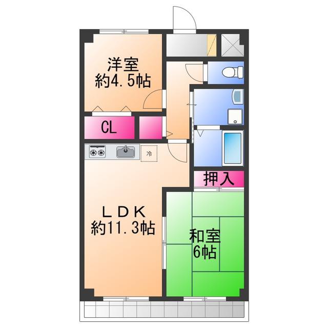 セントポーリア岸和田(2LDK/3階)の間取り写真