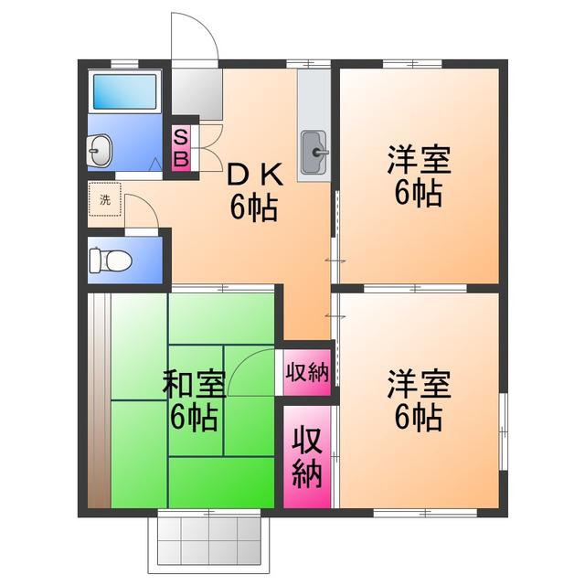 ロジュマンHABU(3DK/2階)の間取り写真