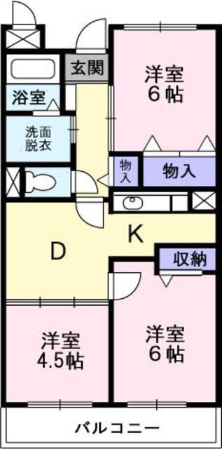 ブランドール板原(3DK/4階)の間取り写真