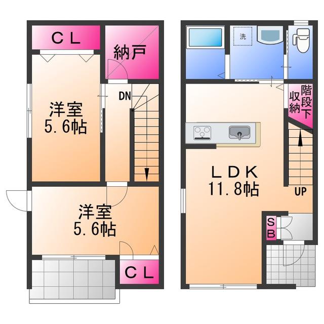 フォレストメゾン高石(2SLDK/2階)の間取り写真