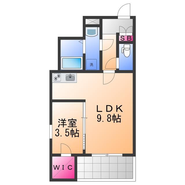 ジーメゾン磯上町(1LDK/1階)の間取り写真