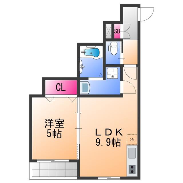 ALIVIO泉佐野(1LDK/3階)の間取り写真