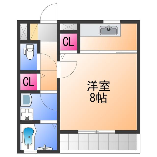 プライム日根野(1K/1階)の間取り写真