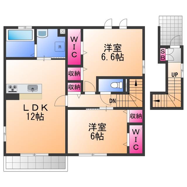 AGAPANTHUS A棟(2LDK/1階)の間取り写真
