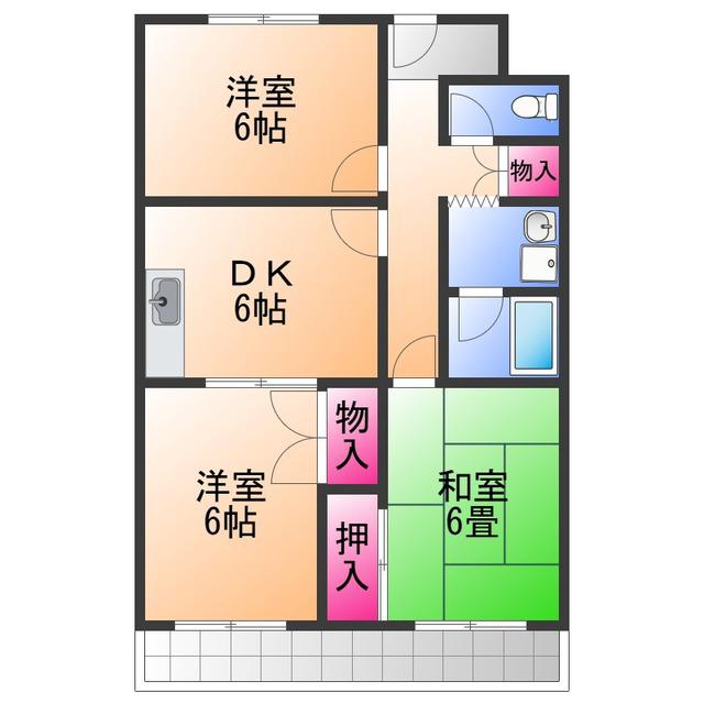 ハイムとのぎ(3DK/1階)の間取り写真