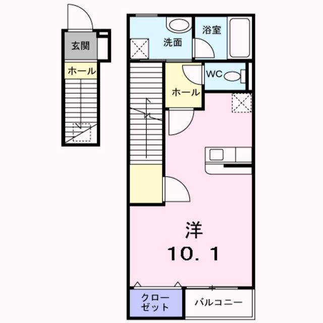 エテルノ中町(ワンルーム/2階)の間取り写真