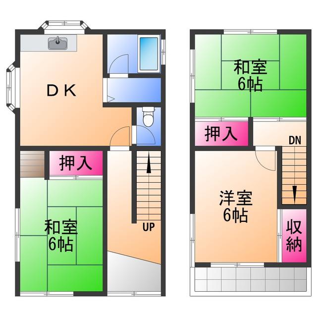 阪和線 東貝塚駅 徒歩7分 2階建 築55年(3DK)の間取り写真