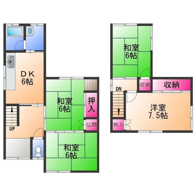 南海電鉄南海本線 鳥取ノ荘駅 徒歩9分 2階建 築47年(4DK)の間取り写真