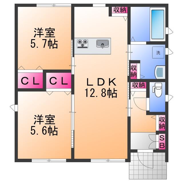 阪和線 東岸和田駅 徒歩5分 1階建 新築(2LDK)の間取り写真